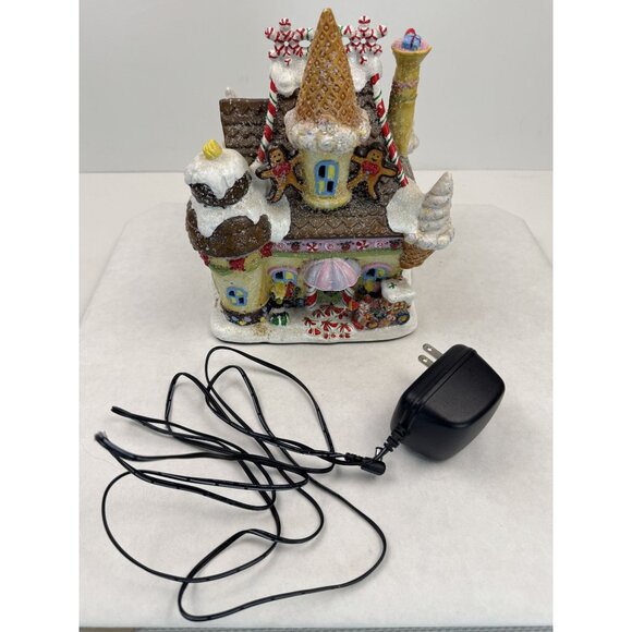 Vintage 2004 Fiber Optic Gingerbread House Christmas Village Candy Ice Cream Con - Picture 8 of 16
